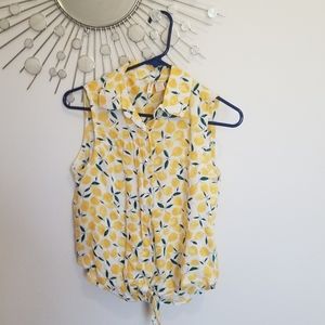 Lemon Print Tie Top